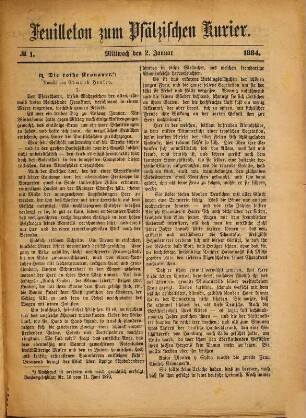 Pfälzischer Kurier. Feuilleton zum Pfälzischen Kurier. 1884 = Jg. 17