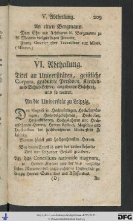 VI. Abtheilung.