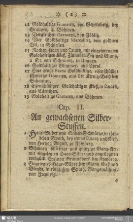Cap. II. An gewachsenen Silber-Stuffen