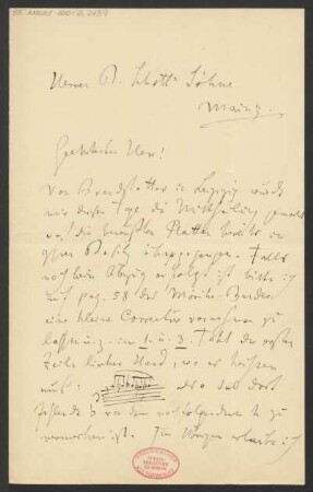 Brief an B. Schott's Söhne : 18.02.1891
