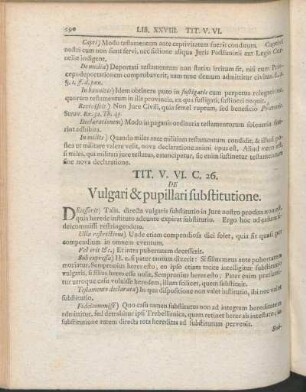 Tit. V. VI. C. 26. De Vulgari & pupillari substitutione.