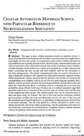 Cellular automata in materials science with particular reference to recrystallization simulation