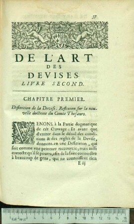 De L'Art Des Devises. Livre Second.