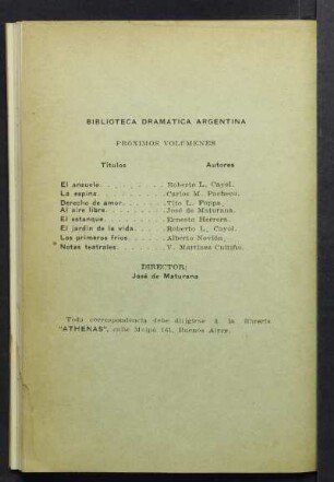 Biblioteca Dramática Argentina - Próximos volúmenes