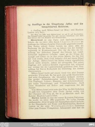 13. Ausflüge in die Umgebung Jaffas und die benachbarten Kolonien.