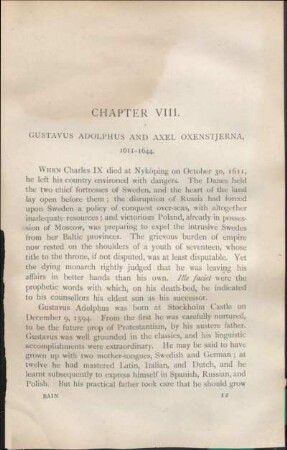 Chapter VIII. Gustavus Adolphus And Axel Oxenstjerna, 1611-1644.