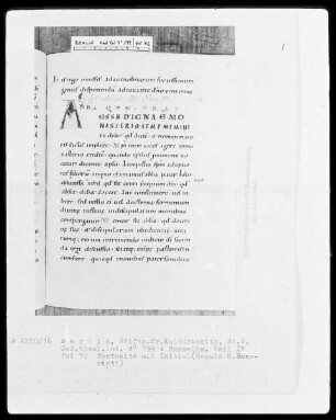 Sammelhandschrift — III, Benediktinerregeln, Folio 51recto-119verso — ---, Folio ---Initialen, Folio 72 recto - 97 recto