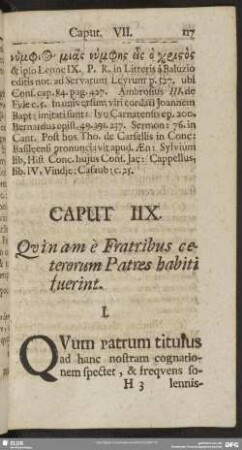 Caput IIX. Quinam è Fratribus ceterorum Patres habiti fuerint