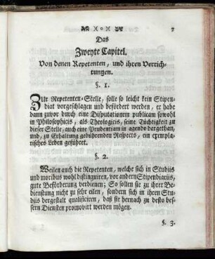 Das Zweyte Capitel. Von denen Repetenten, und ihren Verrichtungen.