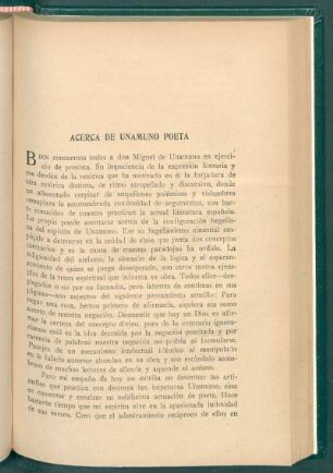 Acerca de Unamuno poeta