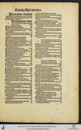 Tabula contentorum in hac volumine de tempore partis Estivalis