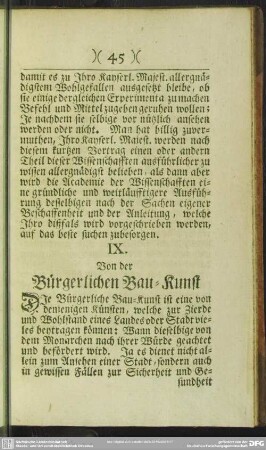 IX. Von der Bürgerlichen Bau-Kunst
