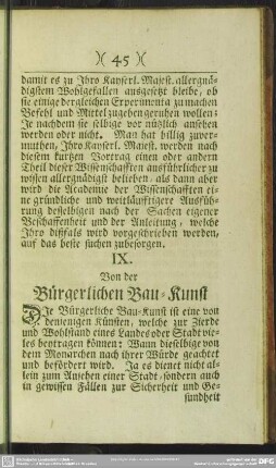 IX. Von der Bürgerlichen Bau-Kunst