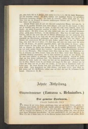 Zehnte Abtheilung. Eingeweidewuermer (Entozoa s. Helminthes.)