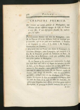 Chapitre premier. Qui contient une notion générale de Madagascar, ..