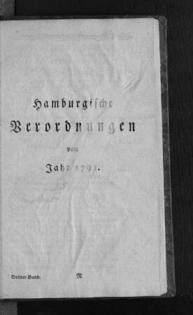 Hamburgische Verordnungen vom Jahr 1791.
