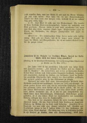 Inwiefern ist die Aufgabe der deutschen Schule, speciell der Volksschule, durch den letzten Krieg gewachsen? : (Vortrag in der Provinzial-Versammlung des deutsch-evangelischen Schulvereins zu Stettin am 31. Mai 1871)