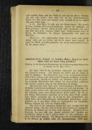 Inwiefern ist die Aufgabe der deutschen Schule, speciell der Volksschule, durch den letzten Krieg gewachsen? : (Vortrag in der Provinzial-Versammlung des deutsch-evangelischen Schulvereins zu Stettin am 31. Mai 1871)