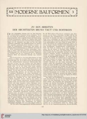 12: Zu den Arbeiten der Architekten Bruno Taut und Hoffmann