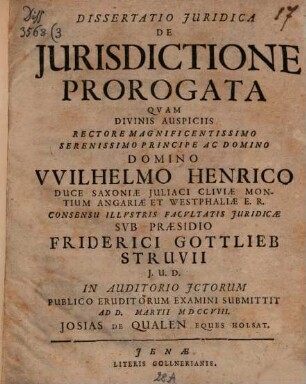 Diss. iur. de iurisdictione prorogata