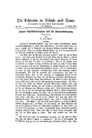 Unsere Schriftstellerinnen und die Frauenbewegung : (Schluß)
