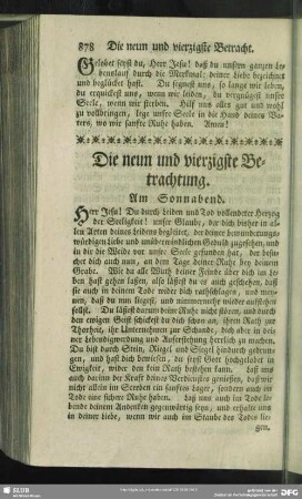 Die neun und vierzigste Betrachtung. Am Sonnabend