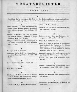 Monatsregister April