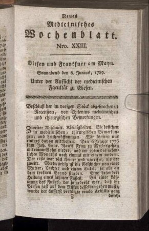 Nro. XXIII. Sonnabend den 6. Junius, 1789.