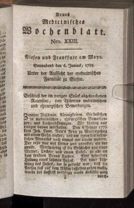Nro. XXIII. Sonnabend den 6. Junius, 1789.