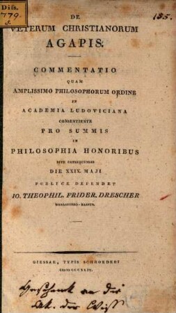 De veterum Christianorum agapis
