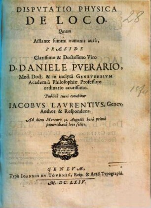 Disputatio physica de loco