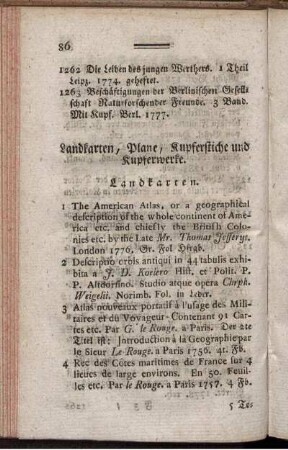 Landkarten, Plane, Kupferstiche und Kupferwerke