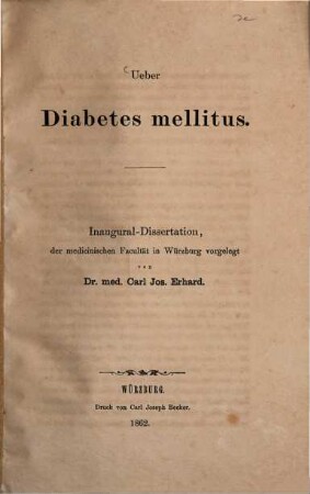 Ueber Diabetes mellitus