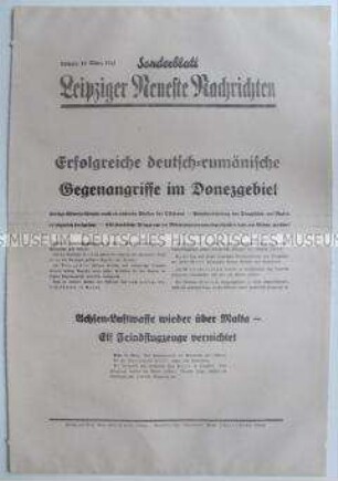 Sonderblatt der "Leipziger Neuesten Nachrichten" zum Kriegsverlauf an der Ostfront