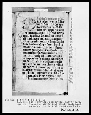 Psalterium monasticum feriatum chori cum antiphonis- Hymnar — Initiale D (ixit insipiens) mit Drachen, Folio 50 verso