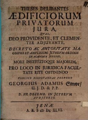 Theses Delibantes Aedificiorum Privatorum Jura