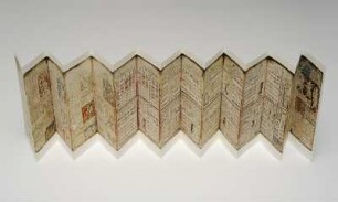 Leporello (Taf. 46-60), aufgeklappt. Codex Dresdensis - faks : Vollständige Faksimile-Ausgabe des Codex im Originalformat. 1975. Dresden: SLUB S.B.4010
