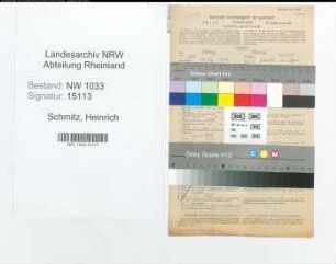 Entnazifizierung Heinrich Schmitz , geb. 14.12.1919 (Schlosser)