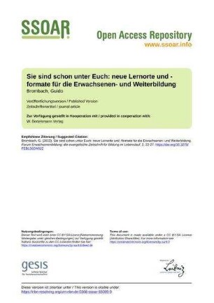Sie sind schon unter Euch: neue Lernorte und -formate für die Erwachsenen- und Weiterbildung