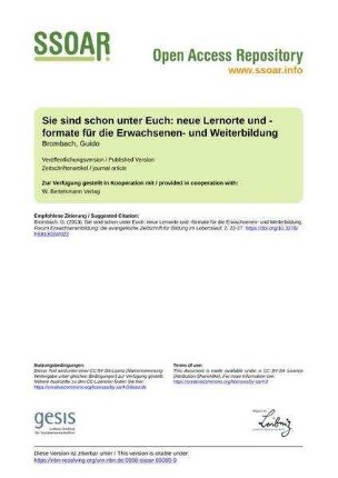 Sie sind schon unter Euch: neue Lernorte und -formate für die Erwachsenen- und Weiterbildung