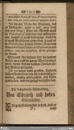 Die sechzehende Abtheilung, Von Ehrgeitz und hohen Ehrenstellen