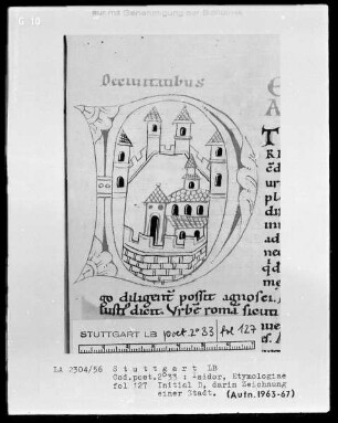 Isidor von Sevilla, Etymologiae — Initiale D, Folio 127recto