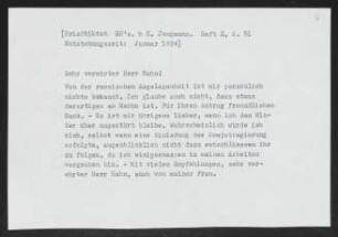 Brief von Gerhart Hauptmann an Viktor Hahn