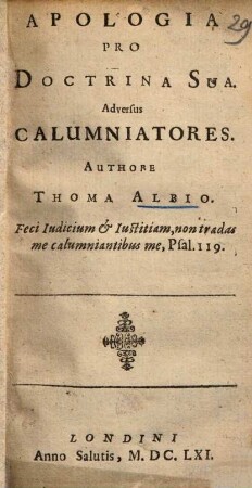 Apologia pro doctrina sua : Adversus calumniatores