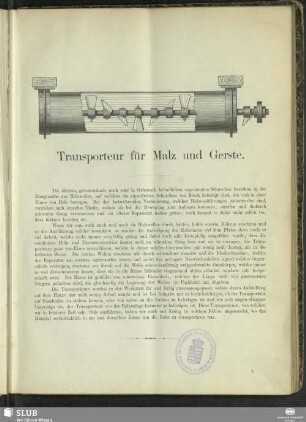 Transporteur für Malz und Gerste