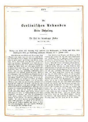 Der Berlinischen Urkunden dritte Abtheilung: die Zeit der luxemburger Fürsten von 1374 bis 1411