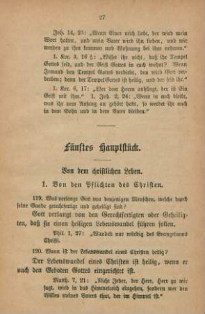 Fünftes Hauptstück. Von dem christlichen Leben