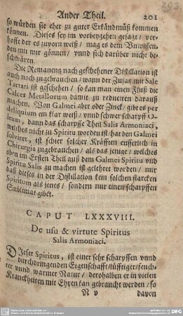 CAPUT LXXXVIII. De usu & virtute Spiritus Salis Armoniaci.