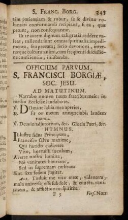 343-355, Officium Parvum S. Francisci Borgiae