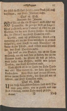 Das 15. Lied. Antwort der Jßmene.
